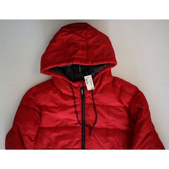 Aéropostale 2123-615 Women's Sz L Red Remixed Down Quilted Hooded Puffer Jacket - Picture 5 of 6